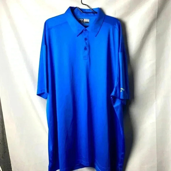 MENS CALLAWAY GOLF POLO SHIRT  SIZE XLT(Tall)  BLUE WITH SUBTLE DIAGONAL STRIPES - Picture 1 of 10